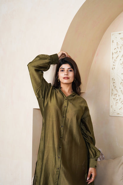 Olive Shirt Dress
