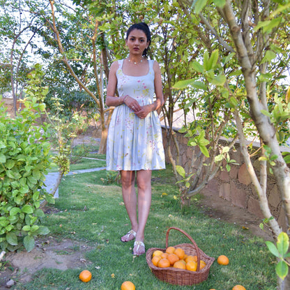 Chloe Dress - Blue Floral Print Dress