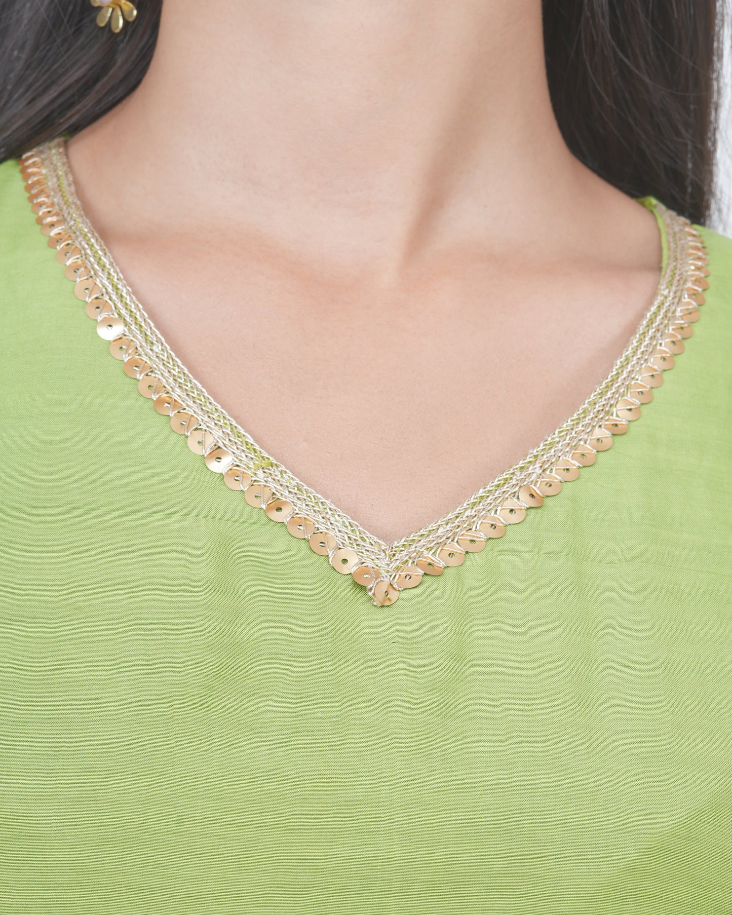 GREEN KALI KURTA SET WITH FIDA DUPATTA