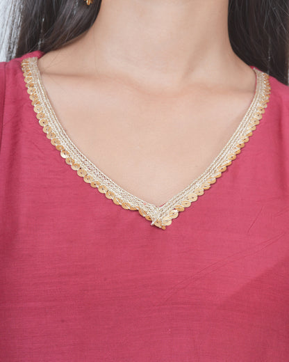 RED KALI KURTA SET WITH FIDA DUPATTA