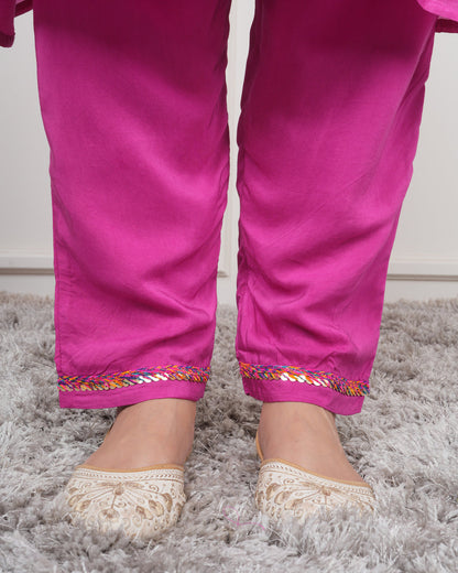 MAGENTA KALI KURTA SET WITH FIDA DUPATTA
