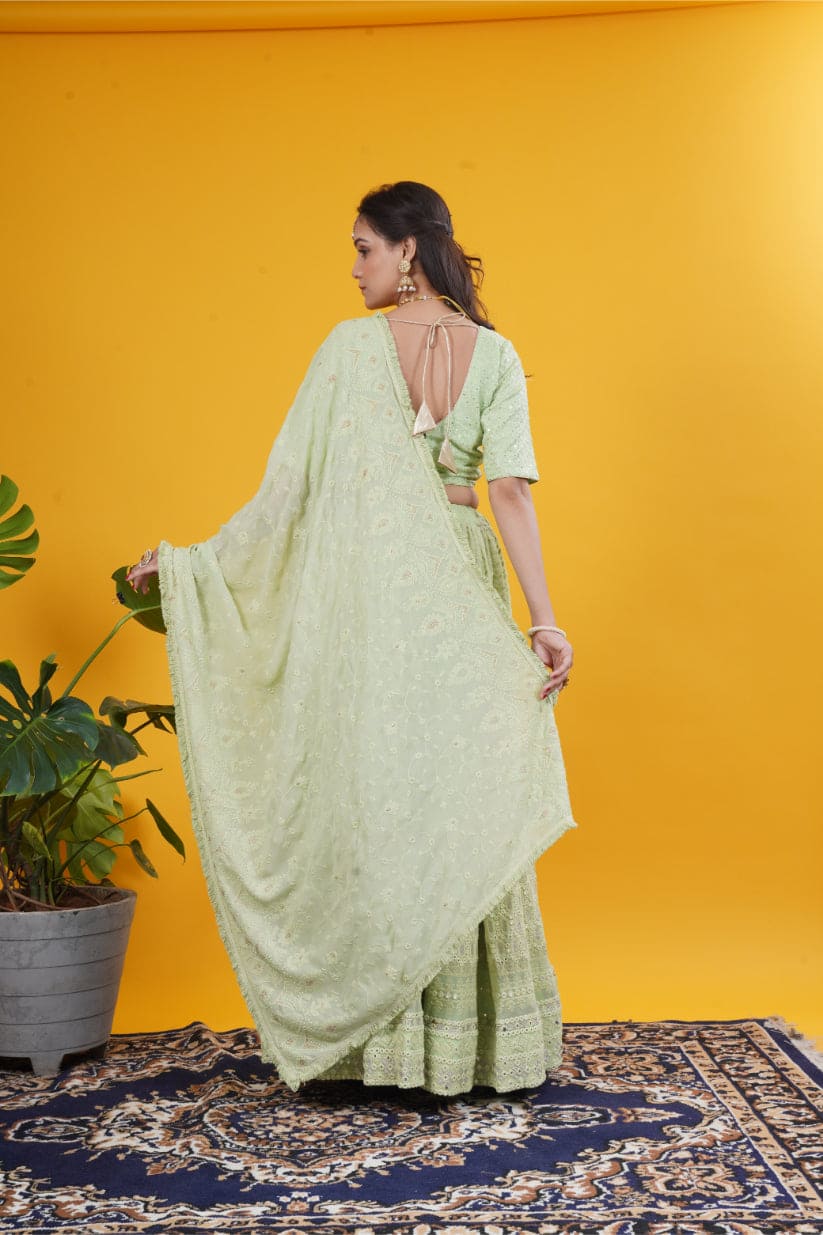 Pastel Sage Chikankari Lehenga Set