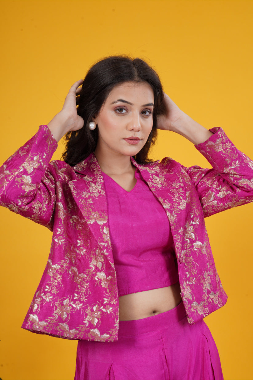 Banarasi Brocade Russian Silk Short Jacket Set
