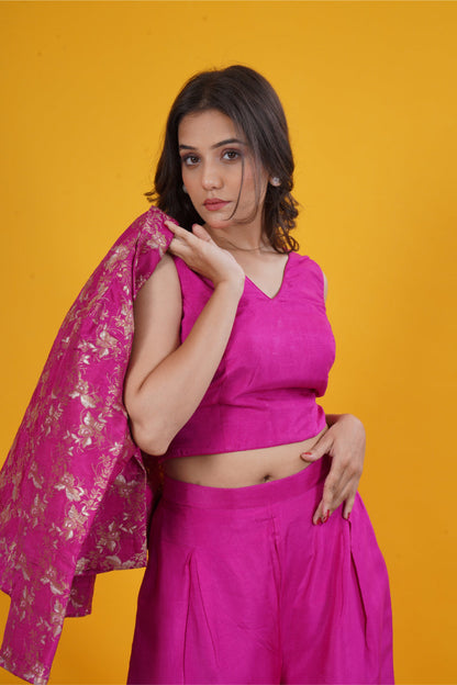 Banarasi Brocade Russian Silk Short Jacket Set