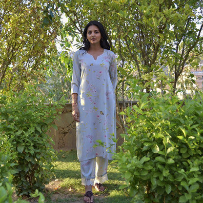 Blue Printed Sylvia Kurta and Pants