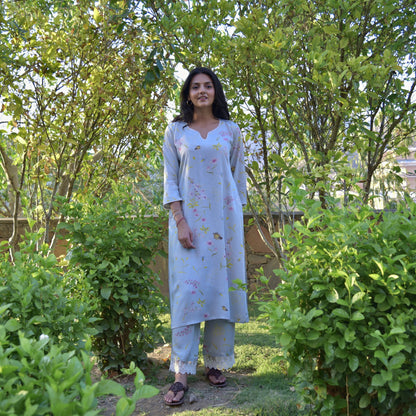 Blue Printed Sylvia Kurta and Pants