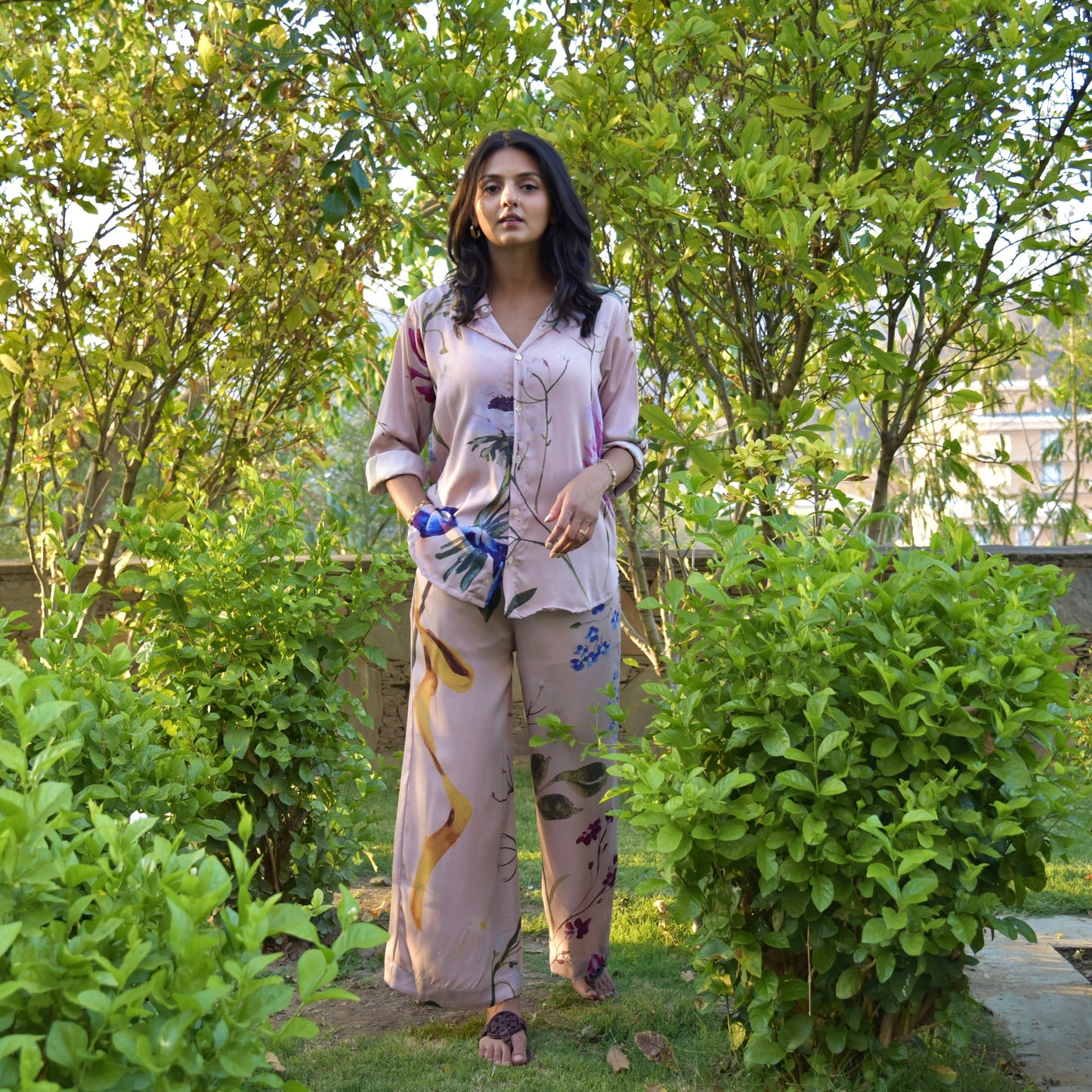 Clara Set - Onion Pink Floral Printed Co-Ord Set