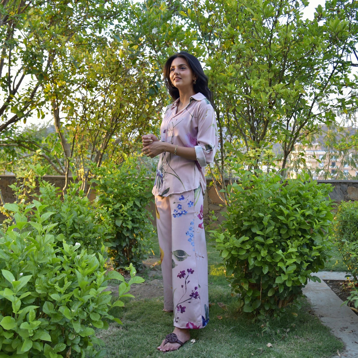 Clara Shirt - Onion Pink Floral Printed Shirt