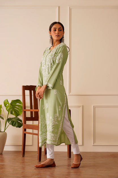 Ethnic Light green Modal Straight Kurta