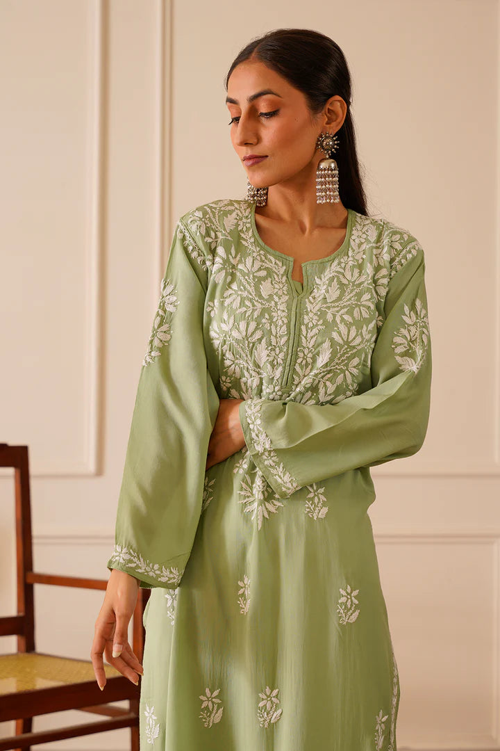 Ethnic Light green Modal Straight Kurta