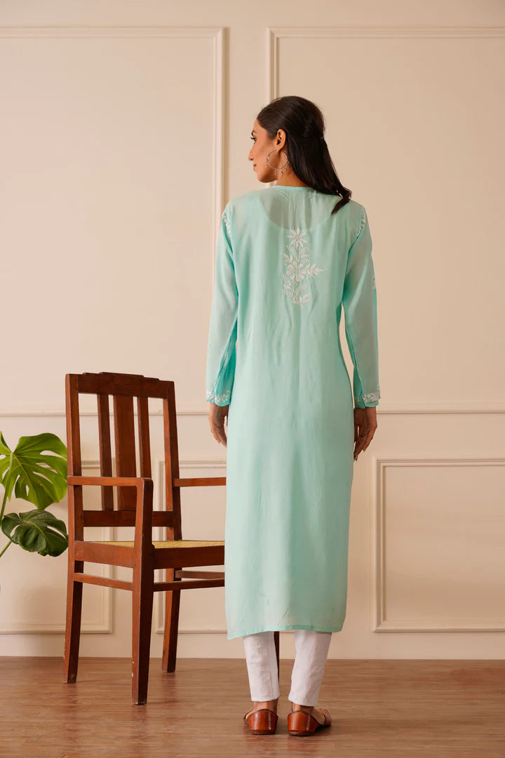 Stylish Sky Blue Modal Straight Kurta