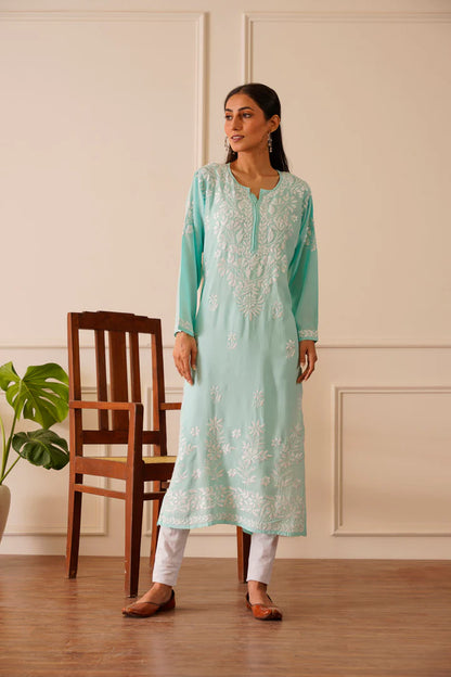 Stylish Sky Blue Modal Straight Kurta