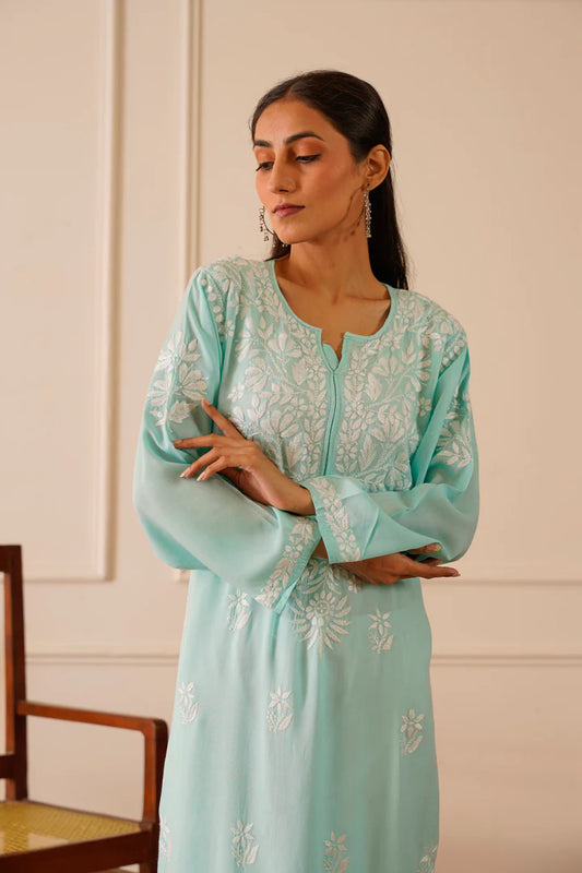 Stylish Sky Blue Modal Straight Kurta