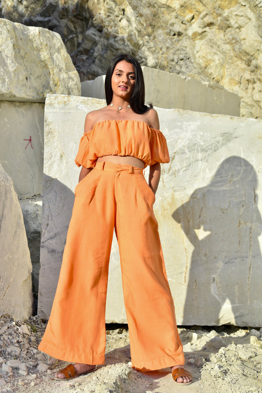 Zadaka Set - Orange Top and Pants Co-Ord Set