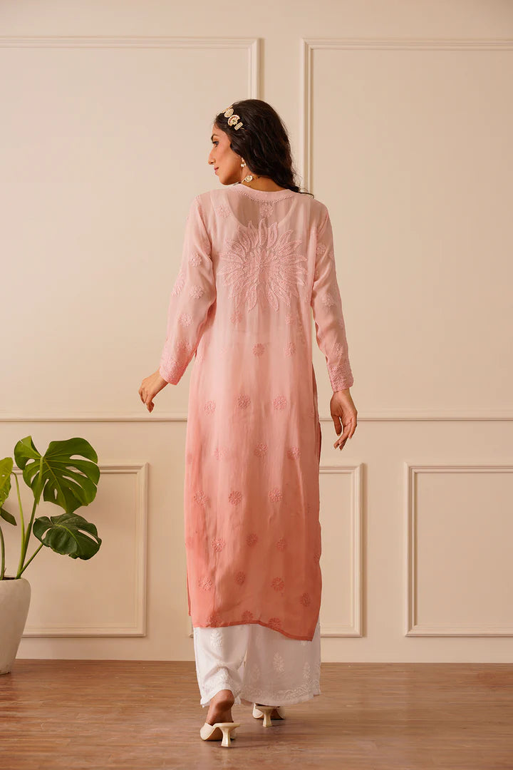 Glamorous Light Pastel Pink Viscose Straight Kurta