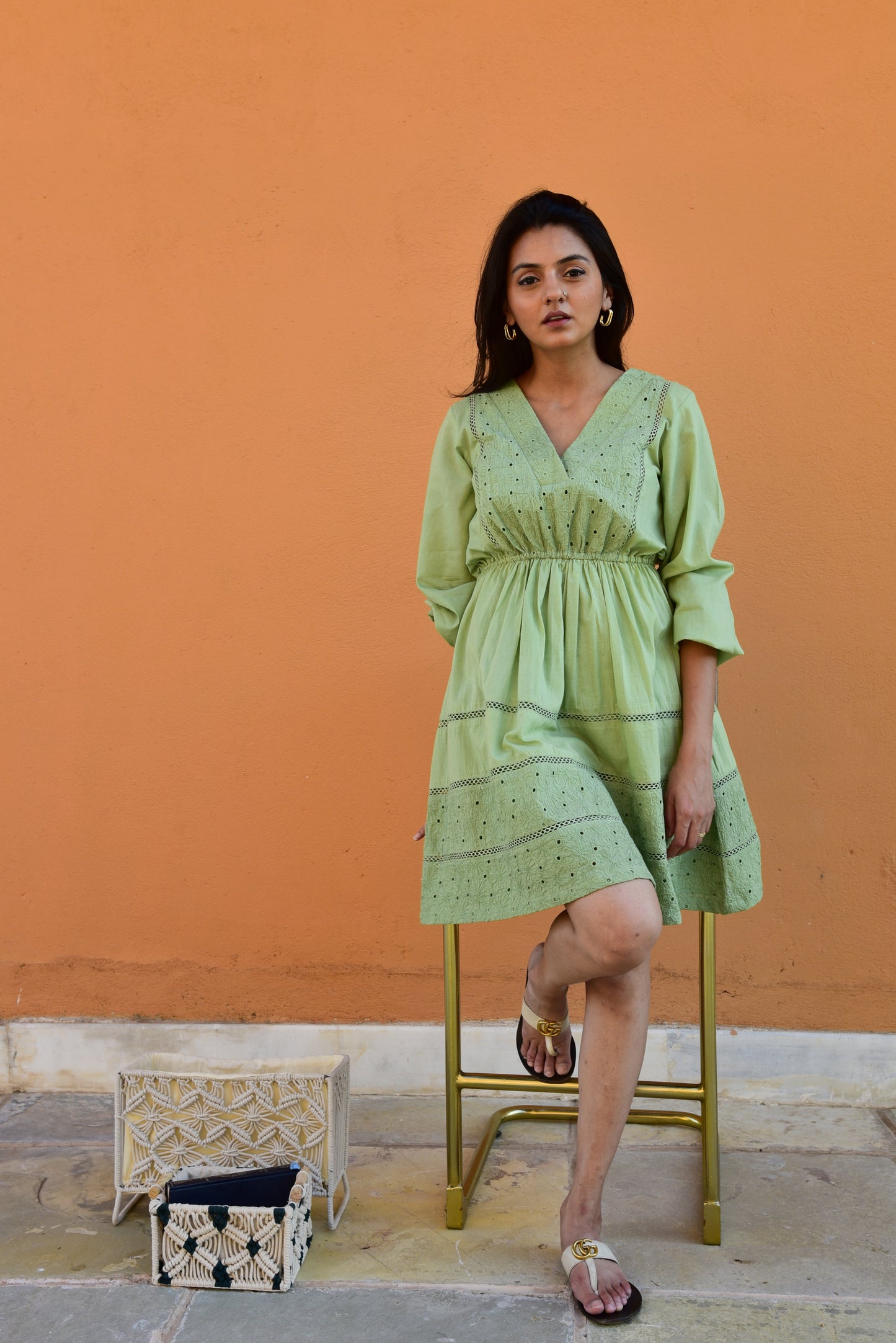 Jade - Sophisticated Embroidery Short Dress