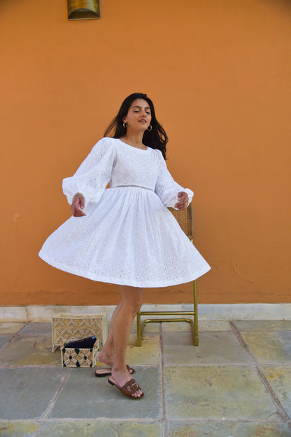 Opal - White Embroidered Dress