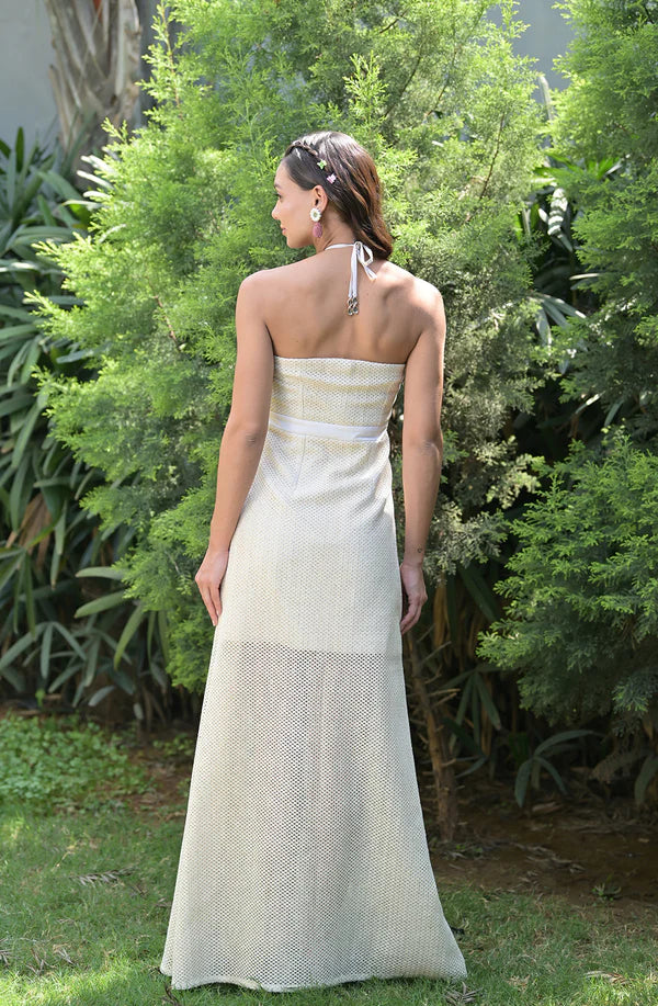 Cream Cut Out Maxi Dress