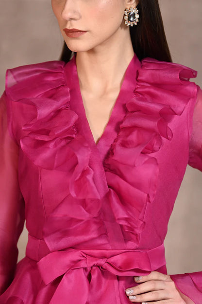 Magenta Pink Ruffle Top