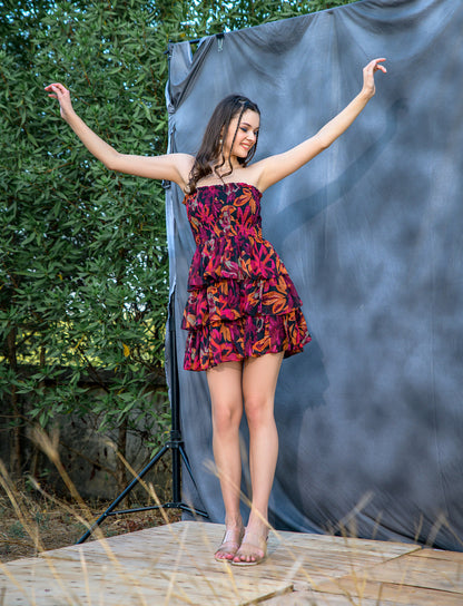 multi color floral tube dress