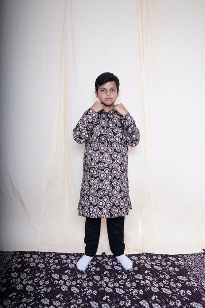 Black Printed Kurta & Pajama