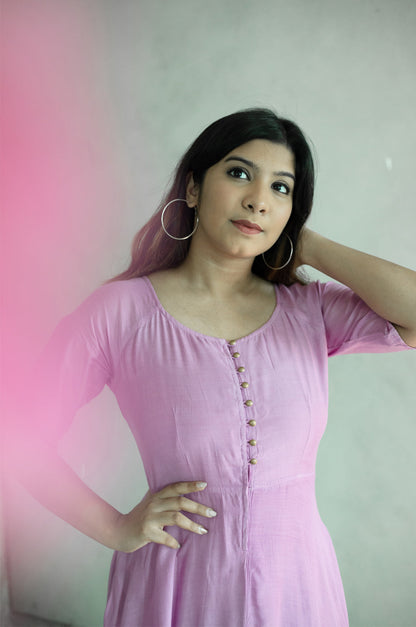 Purple and Baby Pink Fit and Flare Dress