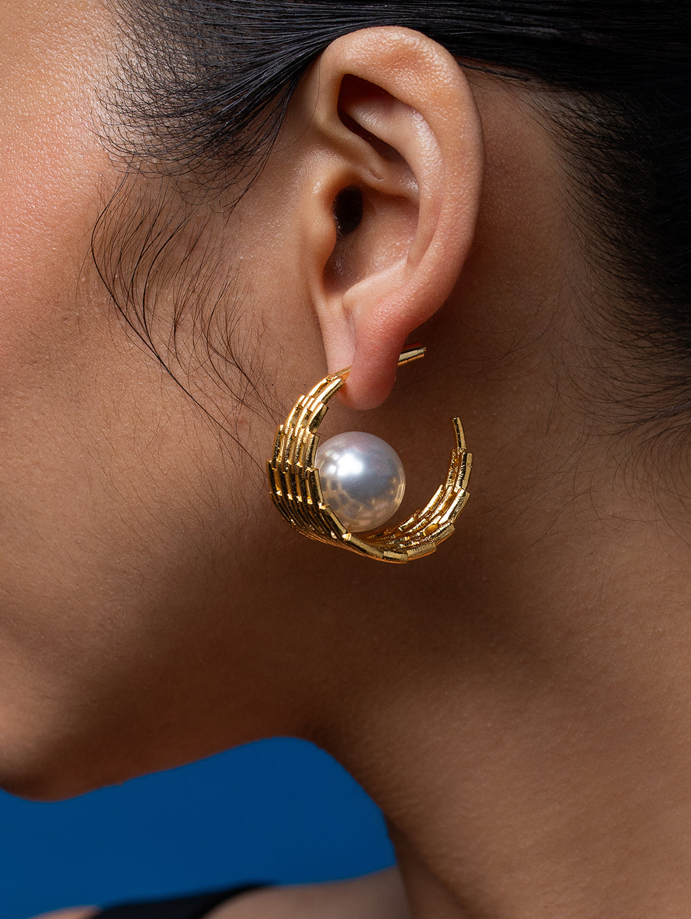 Textured Baroque Pearl Hoops