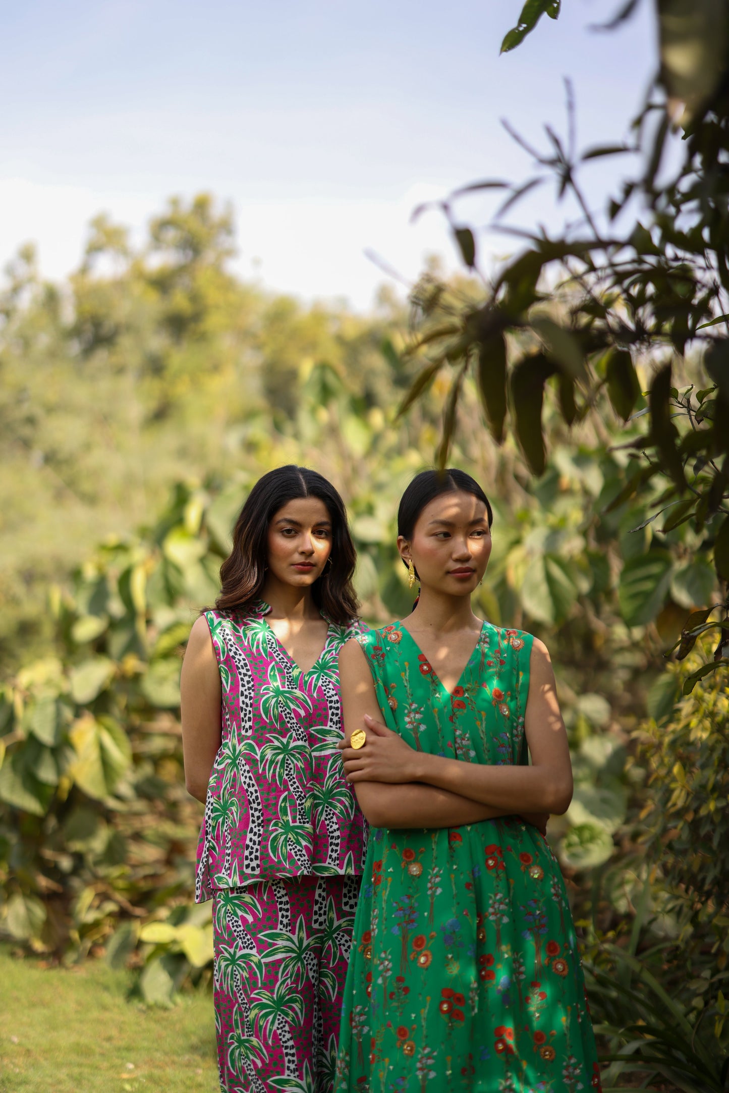 Green Embroidered A-line Dress