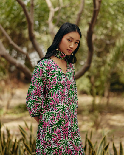 Palm Print Tunic Dress