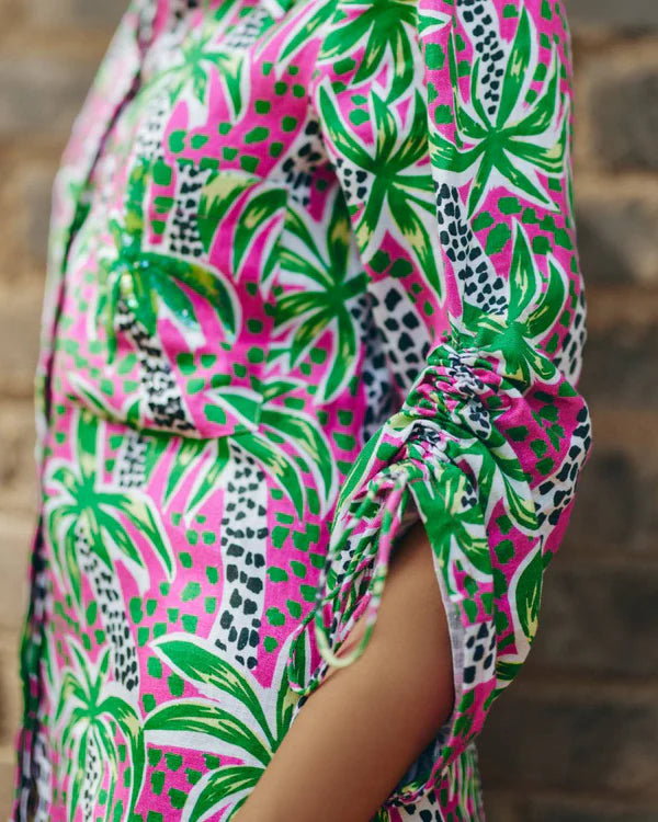 Palm Print Shirt Dress