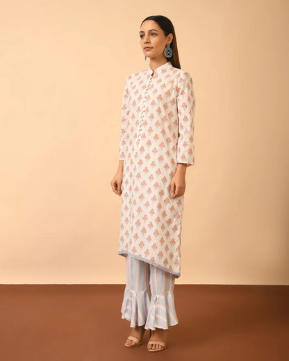 Cotton Print Kurta with Bell Bottom Pant