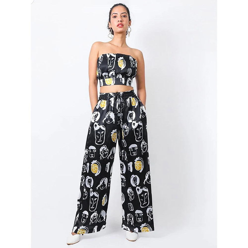 FUGA Black Faced Pleated Top Co-Ord (Set of 2)