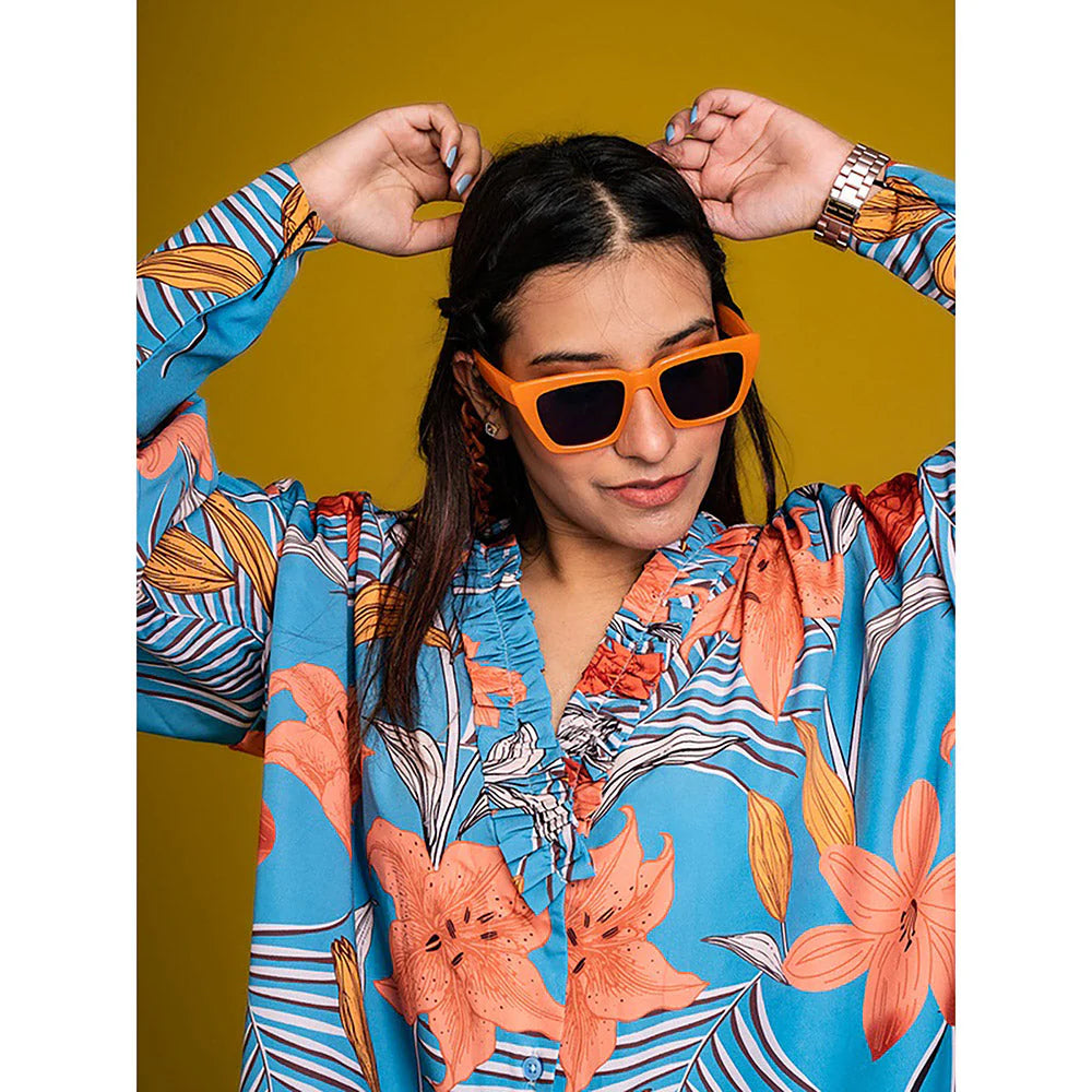 FUGA Daylily Blue Oversized Shirt