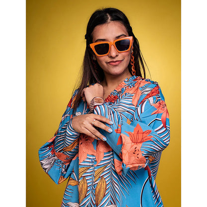 FUGA Daylily Blue Oversized Shirt