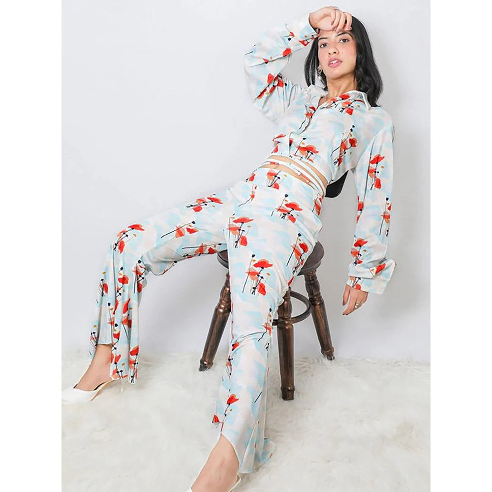 FUGA Painted Floret Catfish Co-Ord Blue (Set of 2)