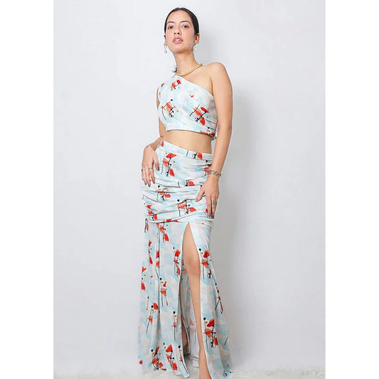 FUGA Painted Floret Ibiza Co-Ord Blue (Set of 2)