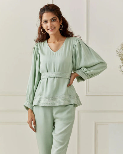 Mint Co-ord Set with Thread Embroidery