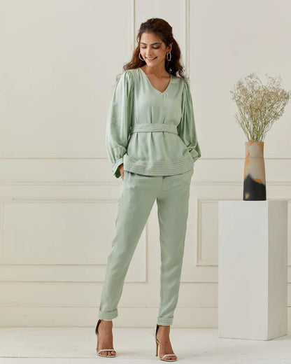 Mint Co-ord Set with Thread Embroidery