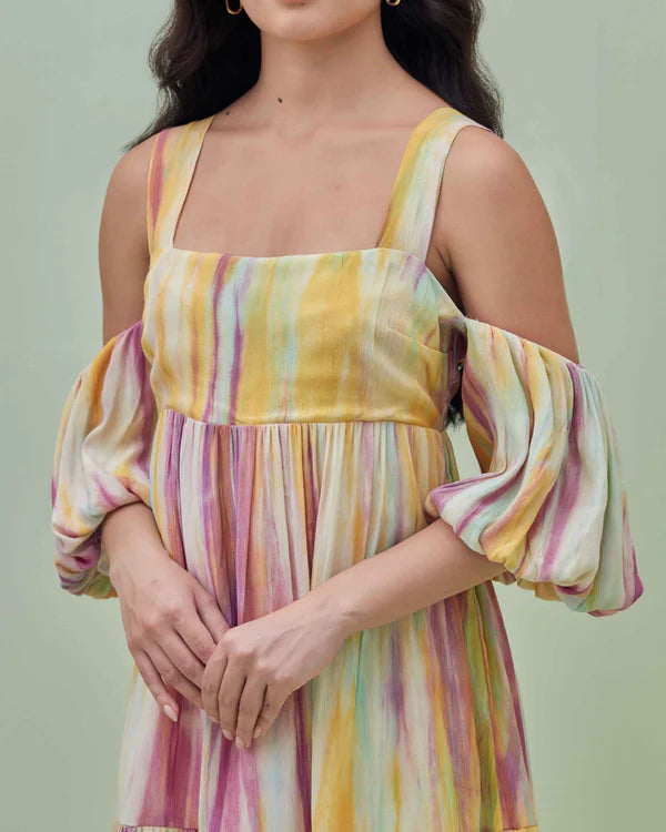 Cold Shoulder Tie Dye Dress