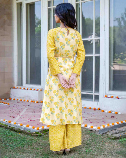 Chanderi Silk Floral Kurta Pant Set