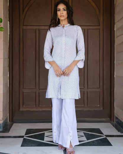 Ditsy Print Modal Satin Kurta Set