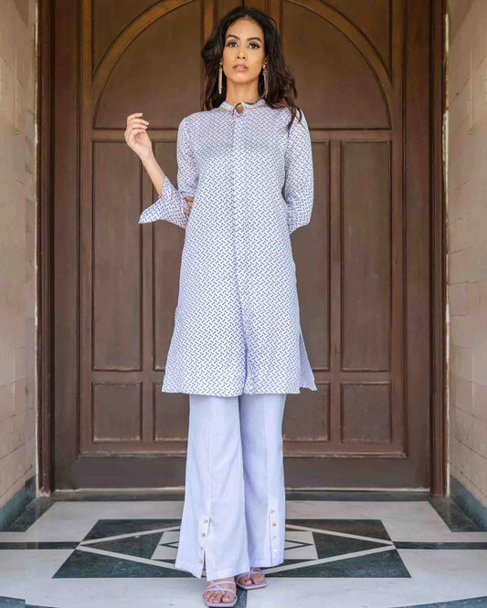 Ditsy Print Modal Satin Kurta Set