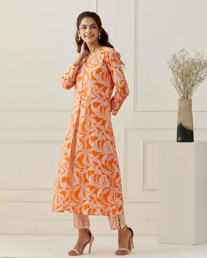 Tropical Printed Kurta Pant Set