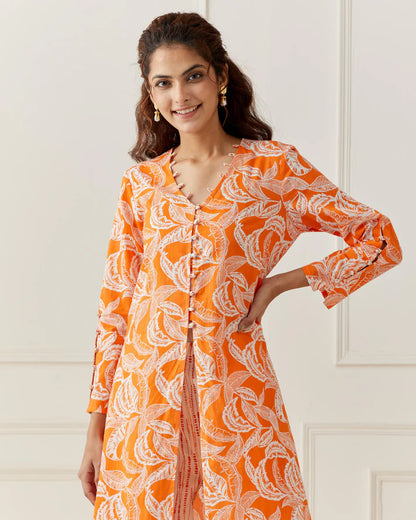 Tropical Printed Kurta Pant Set