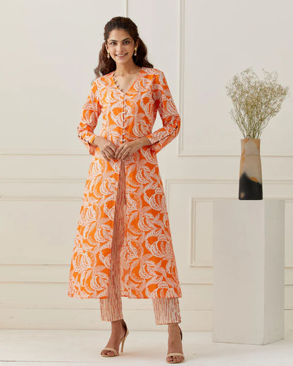 Tropical Printed Kurta Pant Set