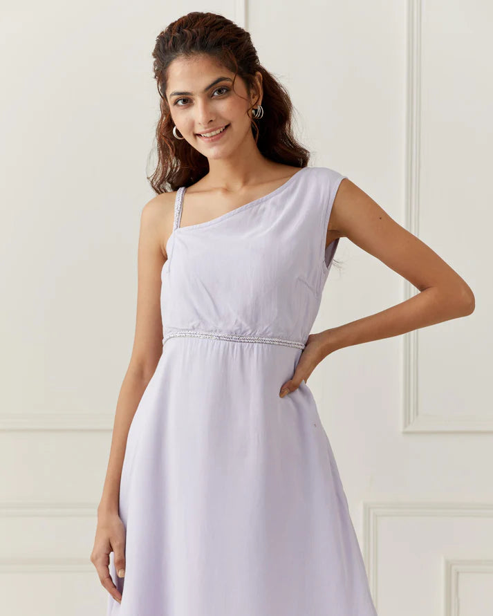 Lilac Off Shoulder Asymmetric Set