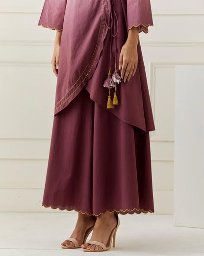 Maroon Ombrey Kurta Pant Set