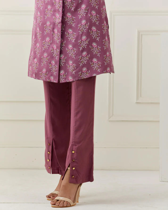 Modal Satin Printed Kurta with Solid Pant