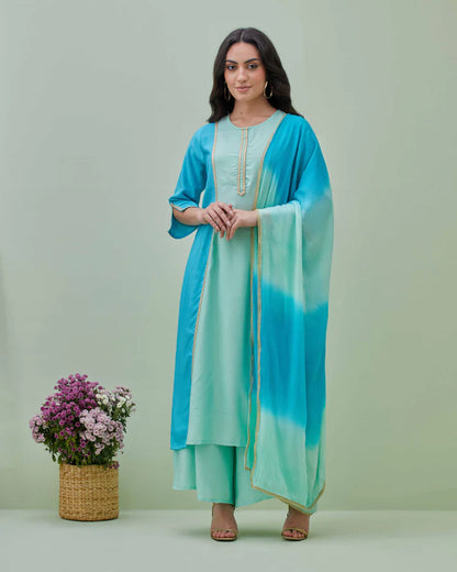 Ocean Breeze Kurta Pant Set with Dupatta