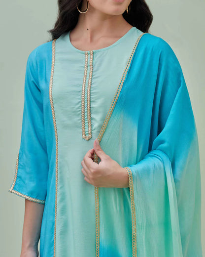 Ocean Breeze Kurta Pant Set with Dupatta